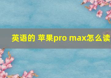 英语的 苹果pro max怎么读